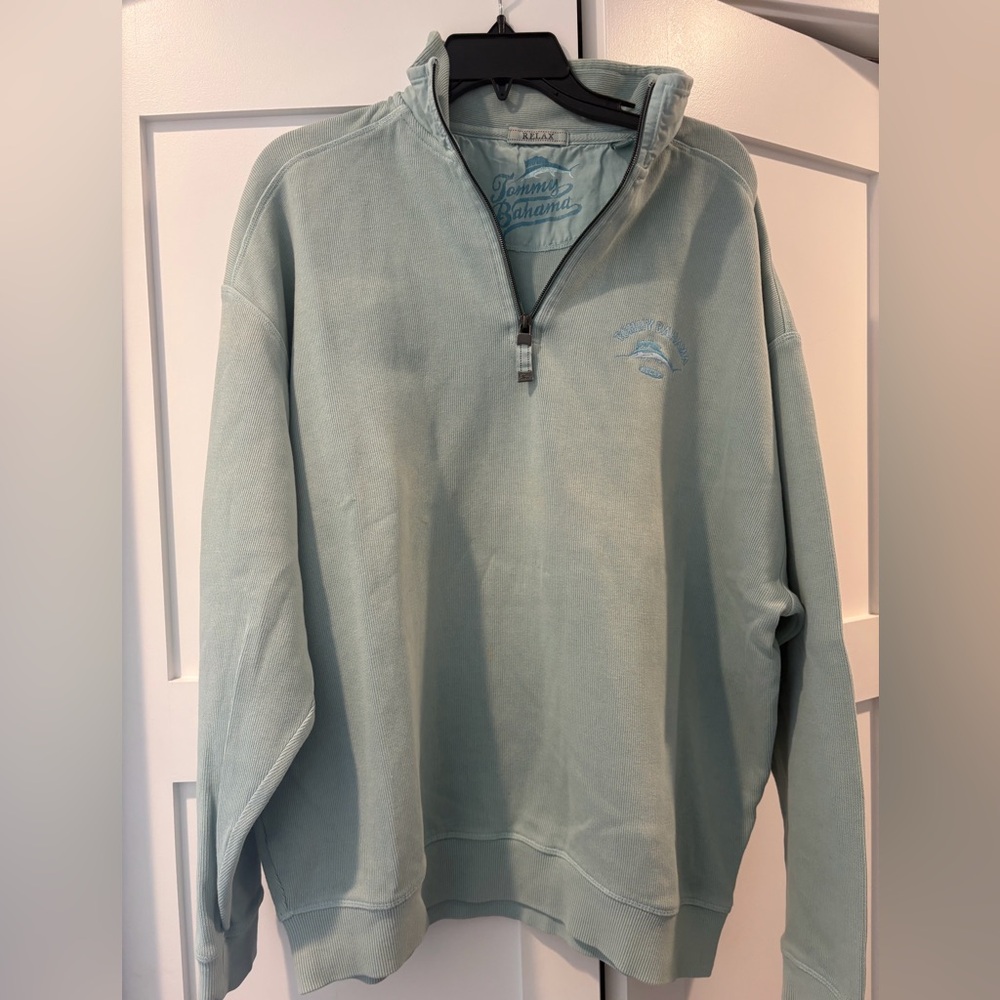 Tommy Bahama Men's Light Aqua Quarter-Zip Pullover